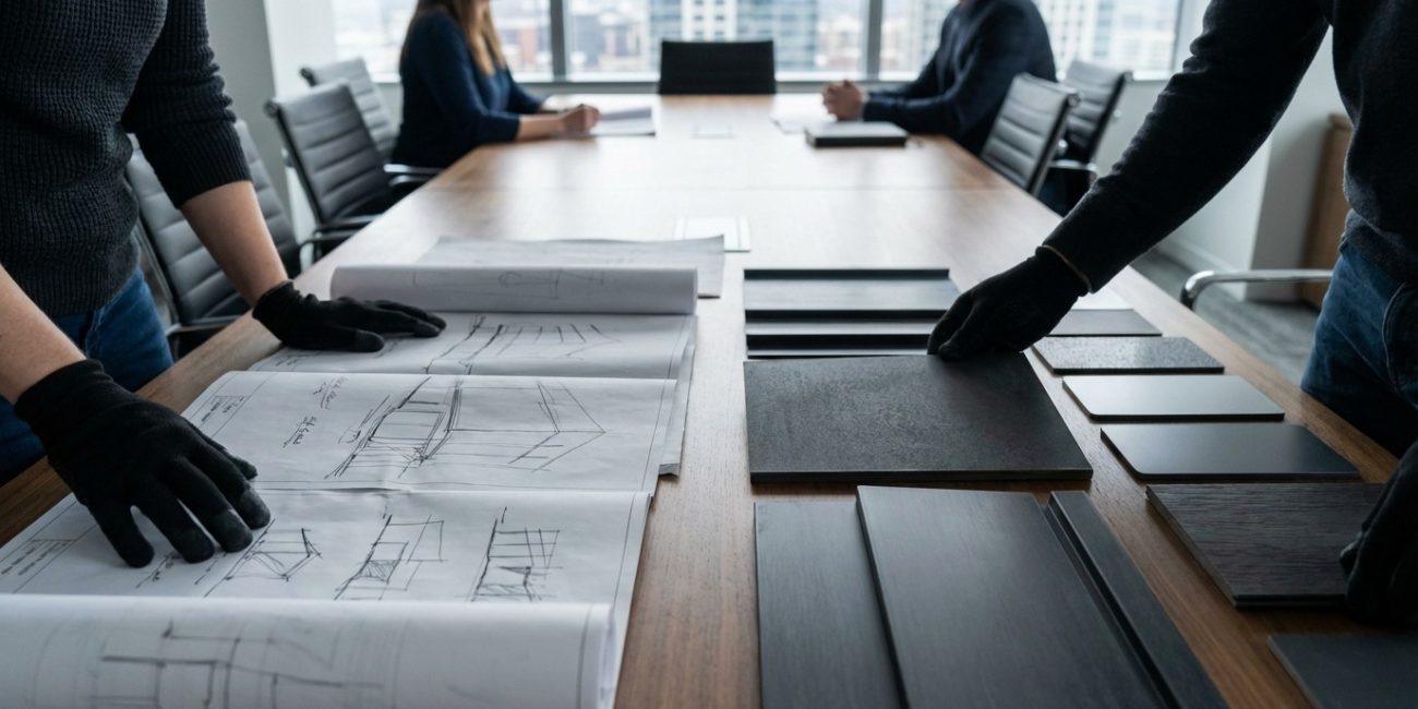 General contractor and cladding team planning a commercial project in Ottawa