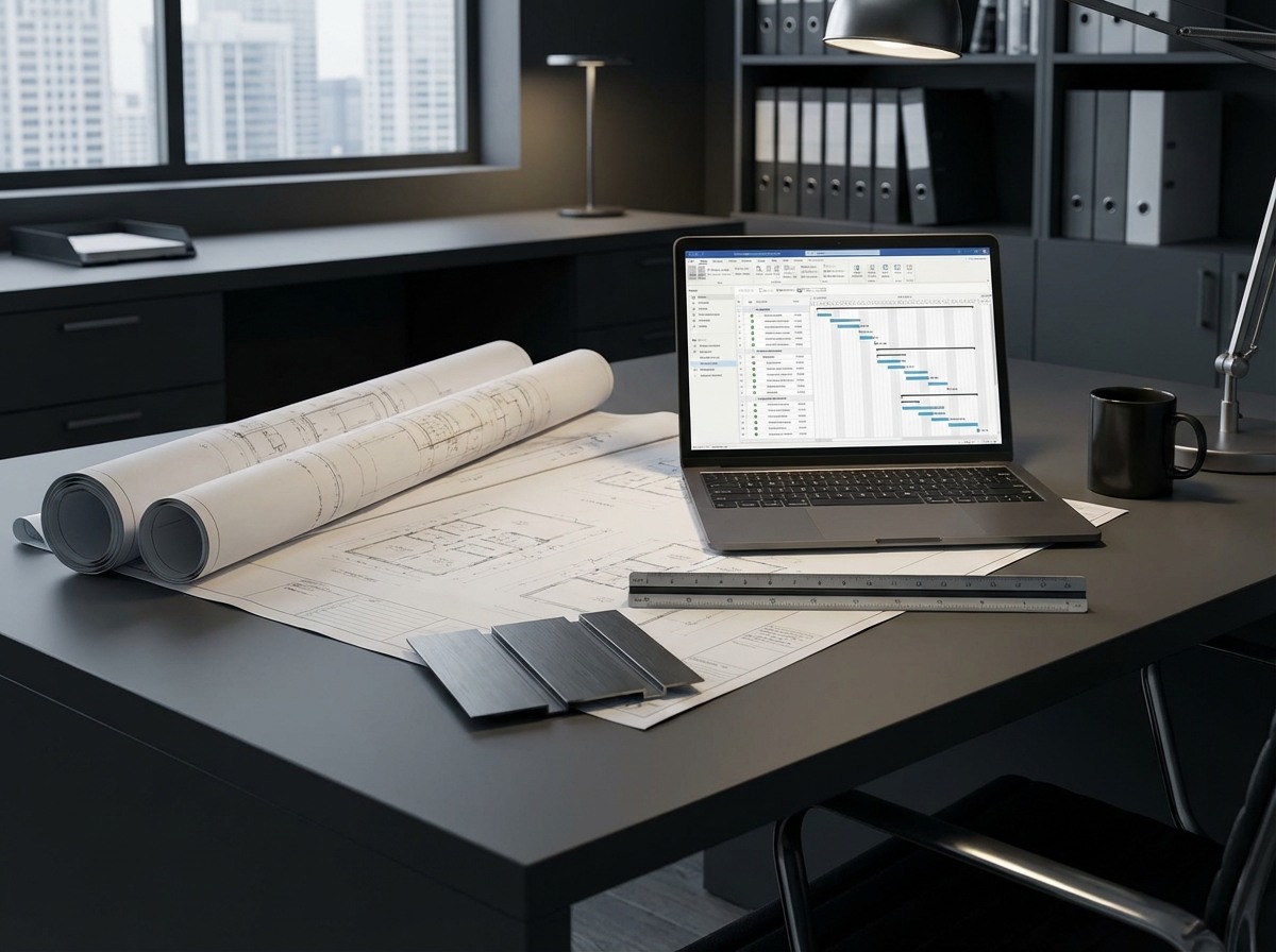 Commercial cladding estimating desk for PRS Inc project quoting in Ottawa